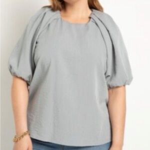 Eloquii Top Womens Size 14 Gray Baloon Sleeves